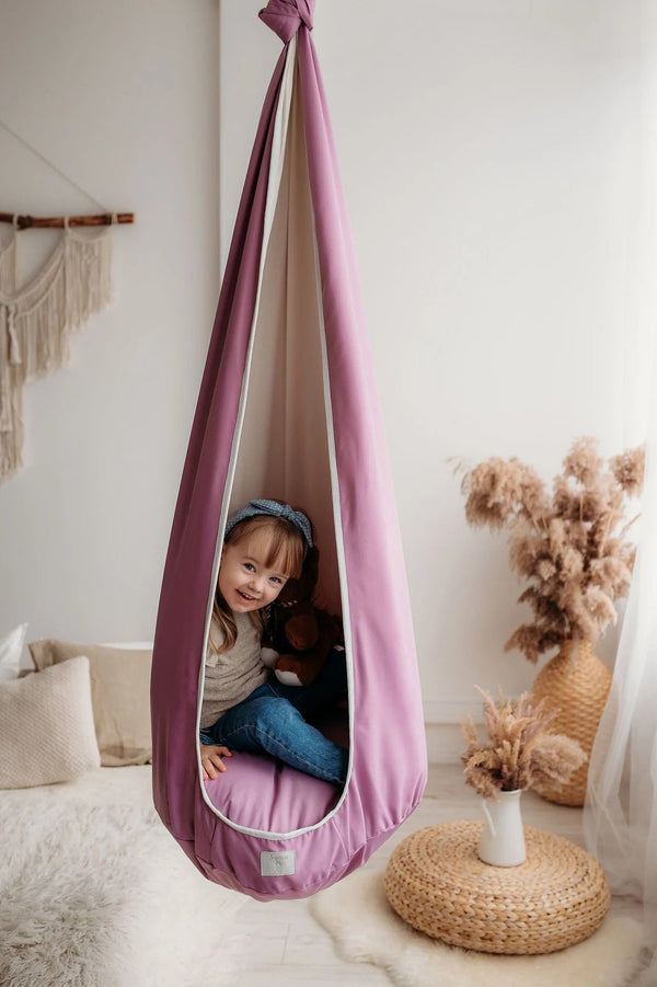 Balançoire Cocon d'intérieur pour enfant, Mauve • LOOVE