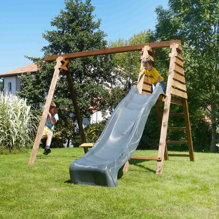 Aire De Jeux D'intérieur 3 En 1 - Toboggan, Planche D'escalade - Pour Enfants - Développement Motricité