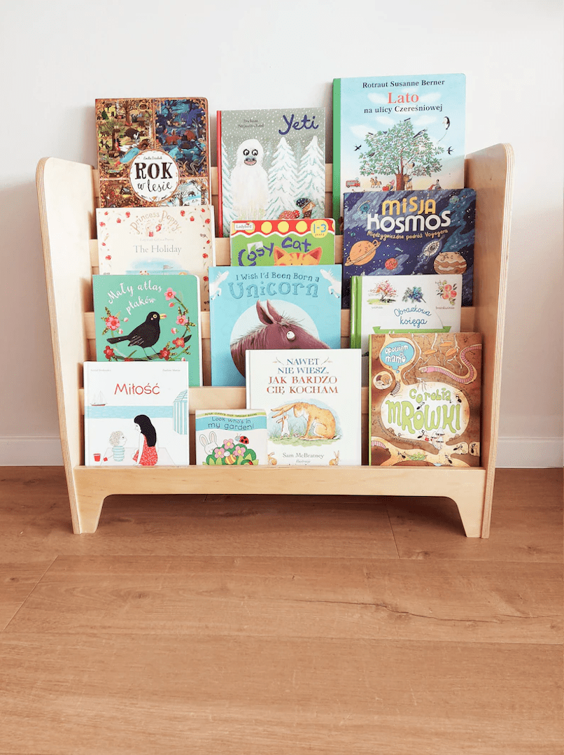 Bibliothèque Montessori en bois avec étagère • LOOVE