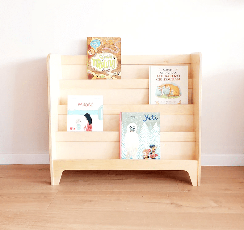 Bibliothèque Montessori en bois avec étagère • LOOVE