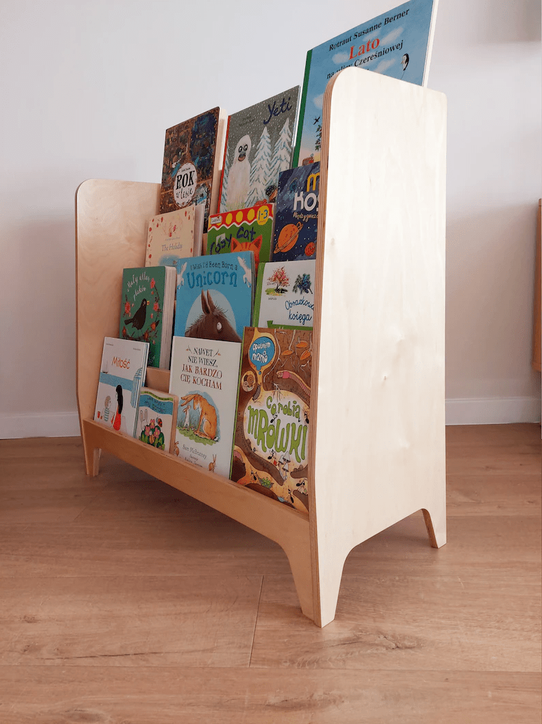 Bibliothèque Montessori en bois avec étagère • LOOVE