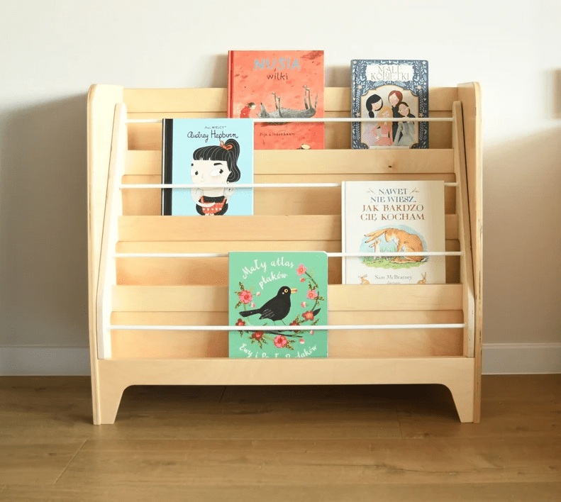 Bibliothèque Montessori en bois avec étagère • LOOVE