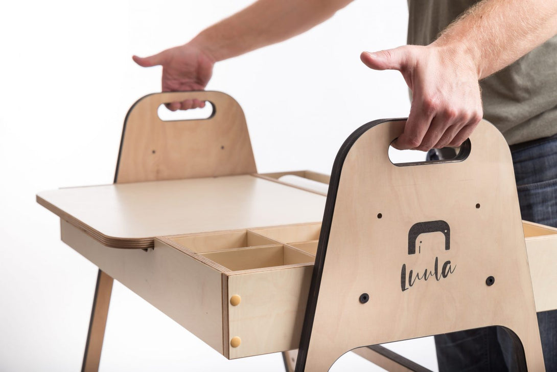 Bureau d’activité évolutif pour enfant avec tableaux, 2 hauteurs • LOOVE