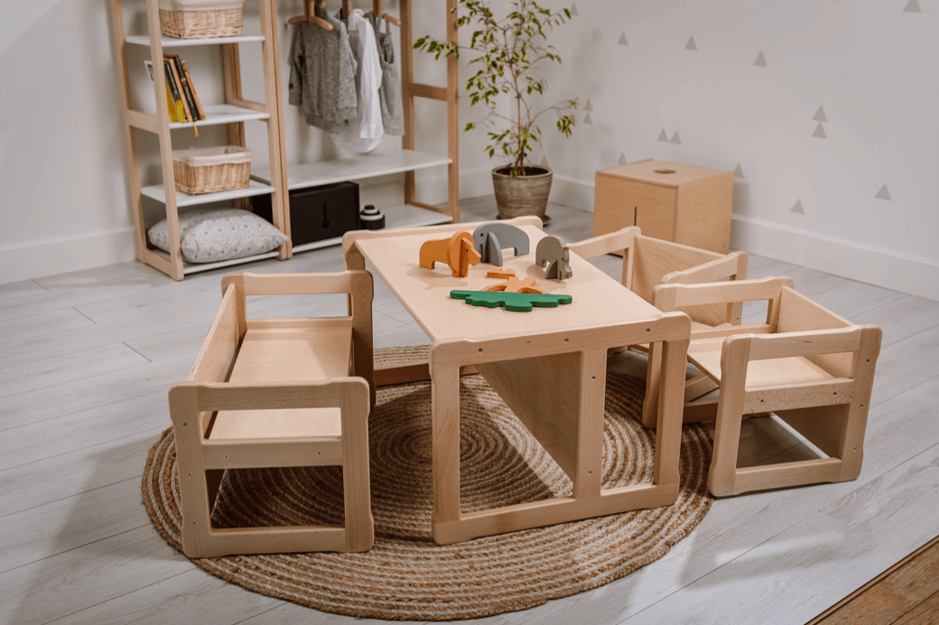 Ensemble bureau évolutif en bois, chambre Montessori • LOOVE