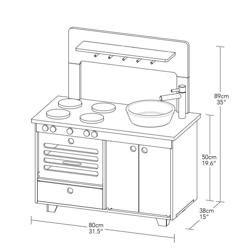 Cuisine enfant en bois artisanale évolutive, écologique et responsable, dimensions, Midmini • LOOVE