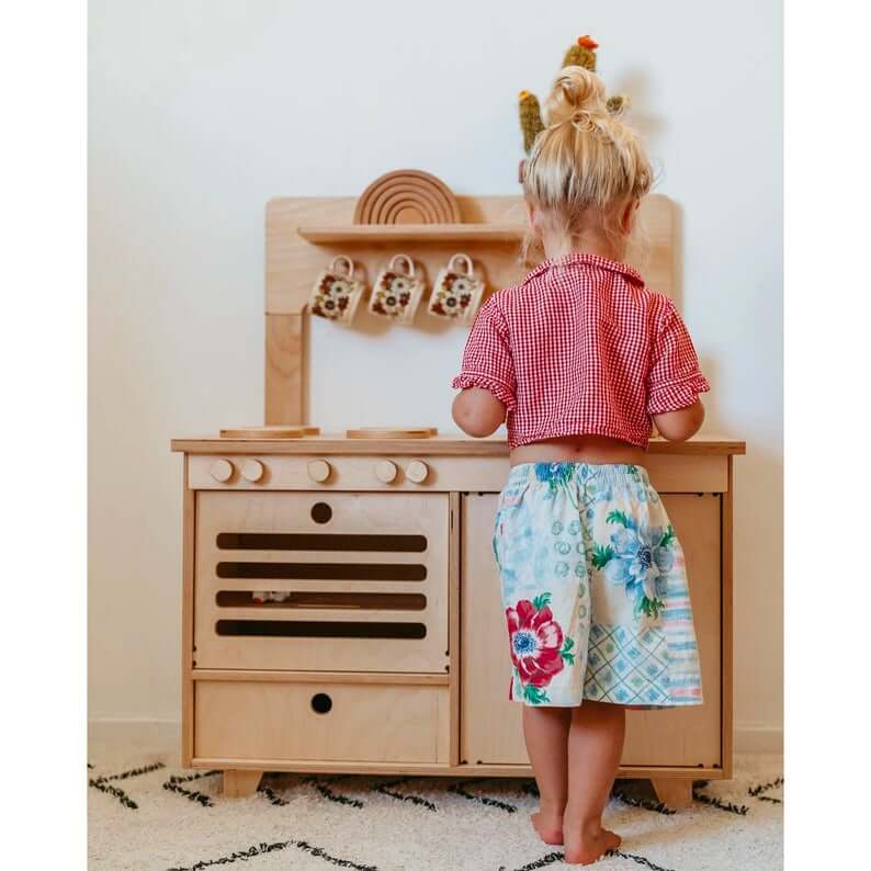 Cuisinière enfant en bois artisanale évolutive, écologique et responsable naturelle • LOOVE