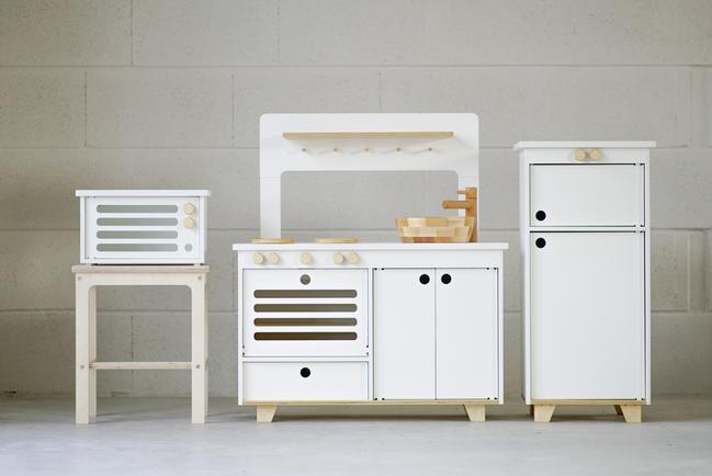 Frigo et congélateur enfant en bois artisanal, écologique et responsable blanche • LOOVE