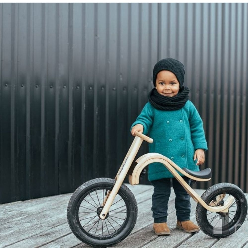 Draisienne en bois enfant évolutive 3en1 + Vélo évolutif en bois sans  pédales - bébé 10 à 24 mois, enfant 1-2 à 5 ans