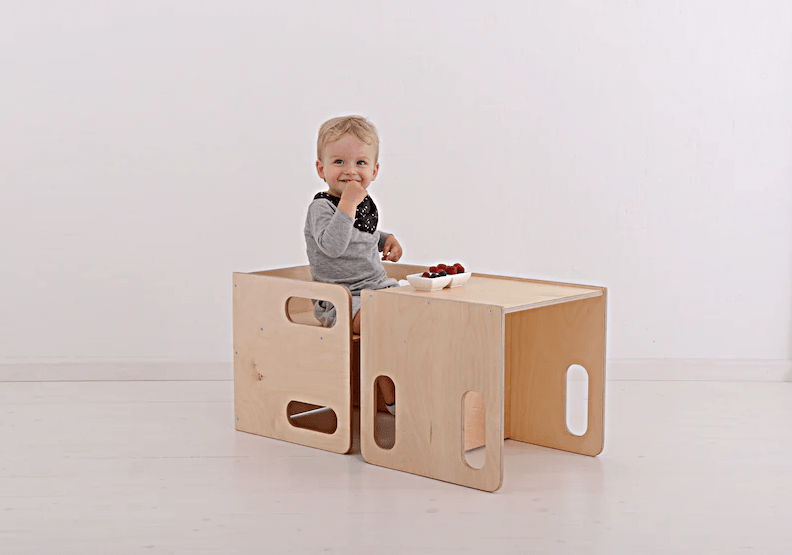 Ensemble bureau cube évolutif, chambre Montessori • LOOVE