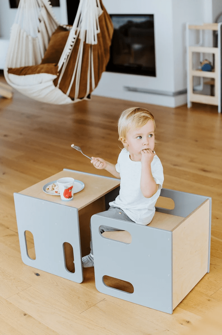 Ensemble bureau cube évolutif, chambre Montessori • LOOVE