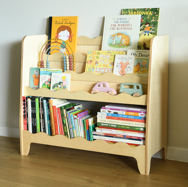 Bibliothèque Montessori en bois avec étagère • LOOVE