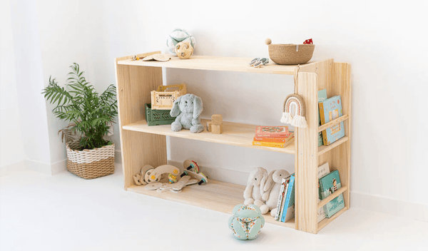 Bibliothèque Montessori en bois avec étagère • LOOVE