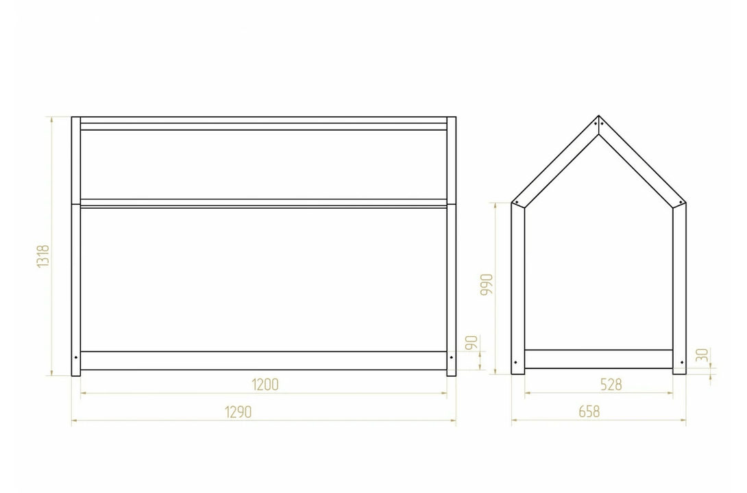 Lit cabane en bois FSC avec barrière, motricité libre • LOOVE