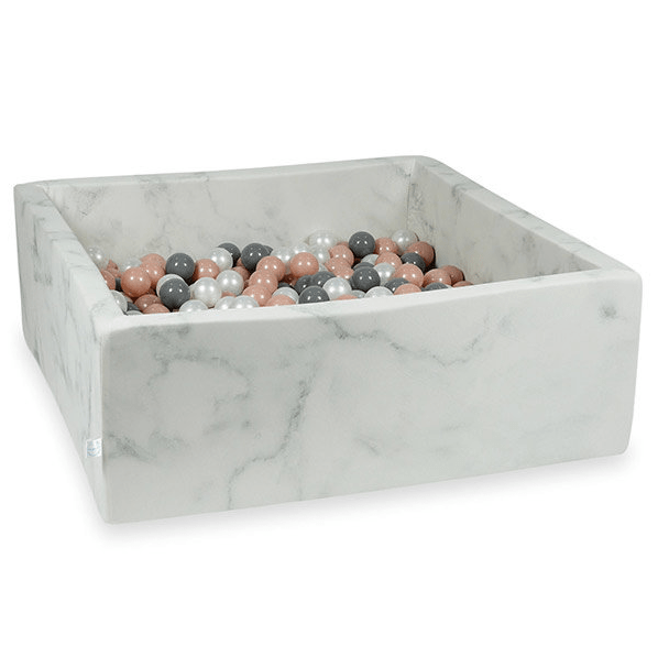 Piscine à balles carrée 120x120 cm avec 600 balles blanches, grises Piscine à balles carrée 120x120 cm avec 600 balles blanches, grises