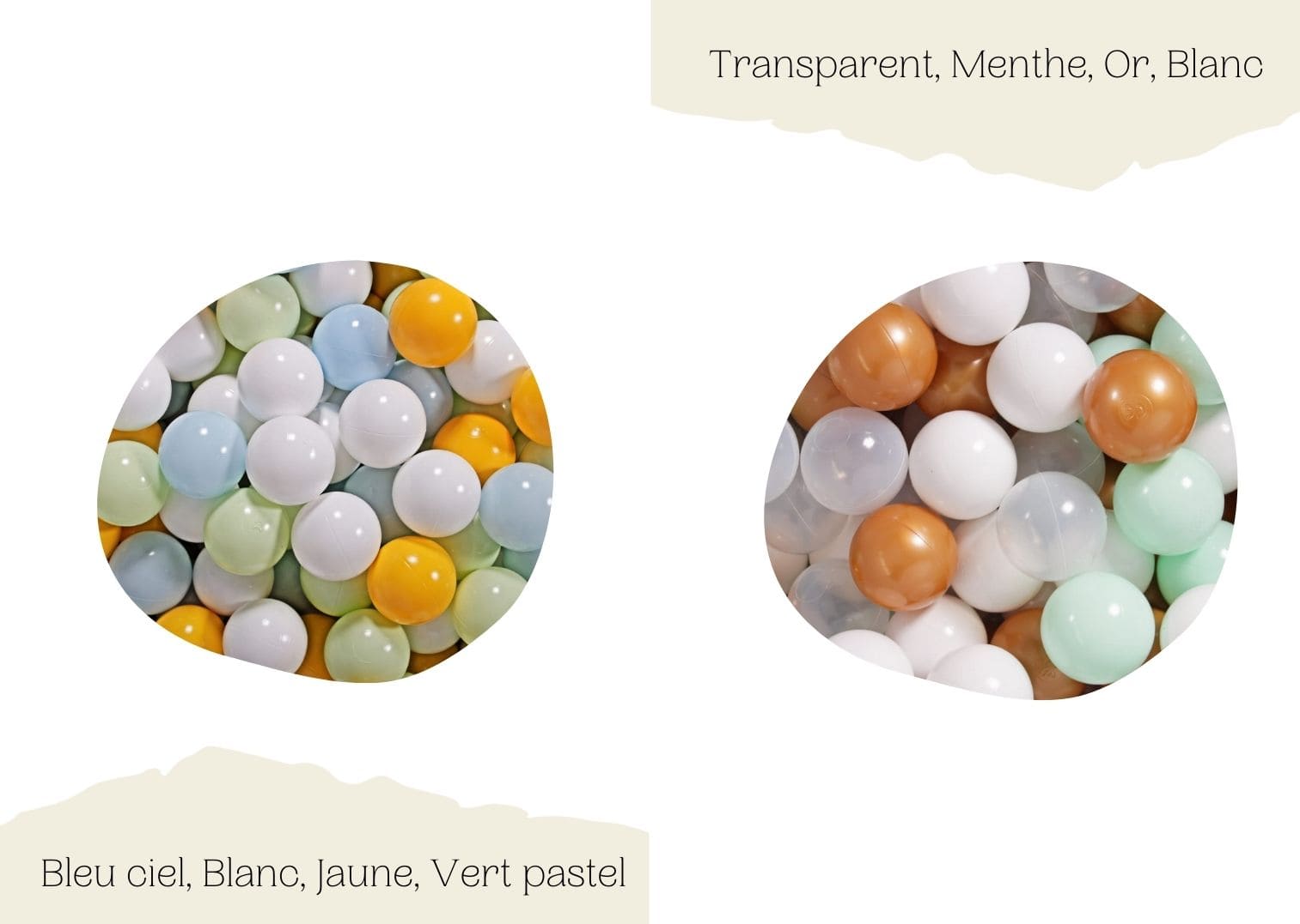 Piscine à balles - Balles gold - blanc et transparent - Babyfive Maroc