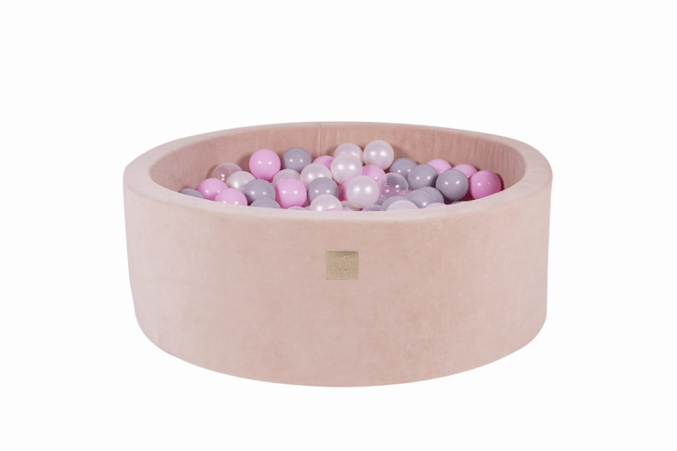 Piscine à balles ronde en velour beige pour enfants • LOOVE