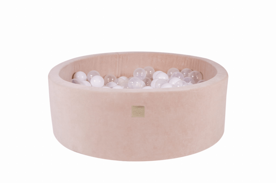 Piscine à balles ronde en velour beige pour enfants • LOOVE