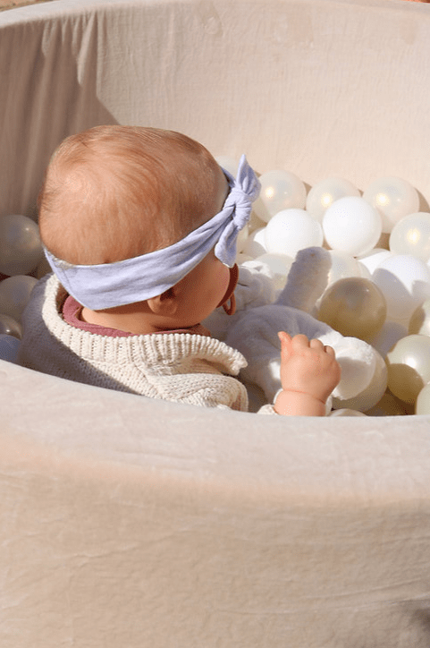 Piscine à balles ronde en velour beige pour enfants • LOOVE