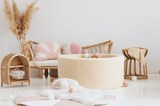 Rundes Bällebad 90x40cm aus Teddyplüsch - Beige | Bälle nach Wahl
