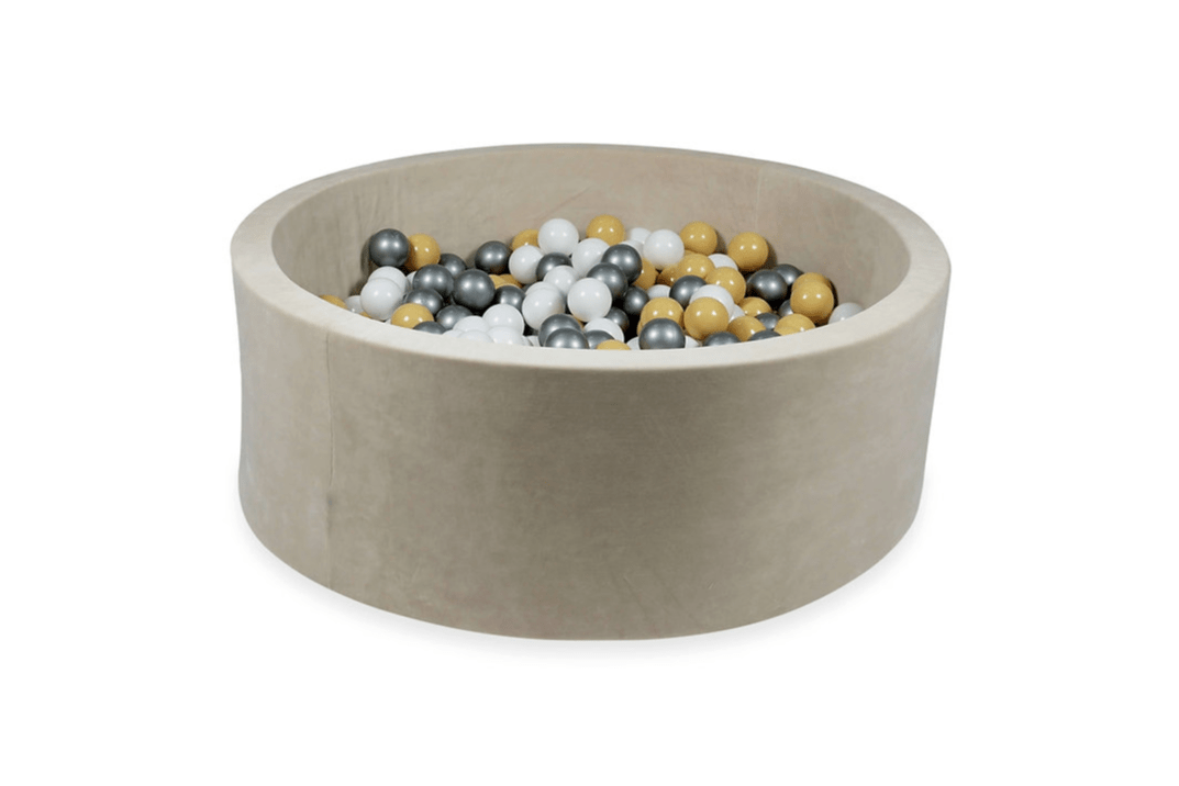 Piscine à balles ronde XL en velours, beige • LOOVE