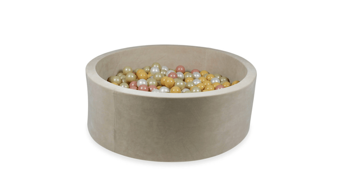 Piscine à balles ronde XL en velours, beige • LOOVE