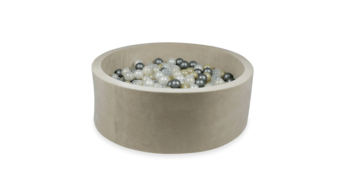 Piscine à balles ronde XL en velours, beige • LOOVE