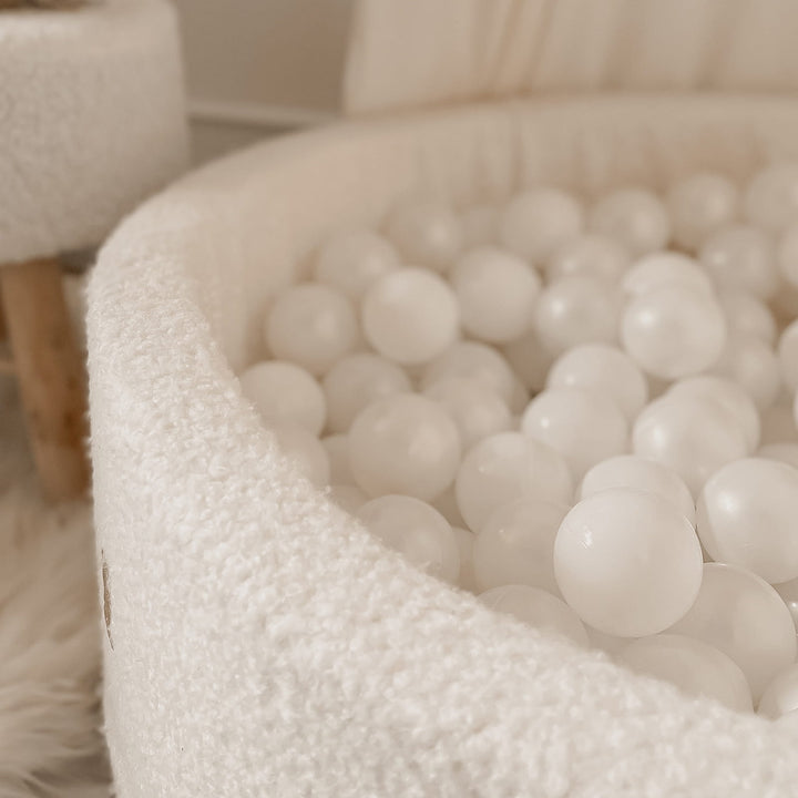 Piscine à balles tissu bouclé blanc pour enfants • LOOVE