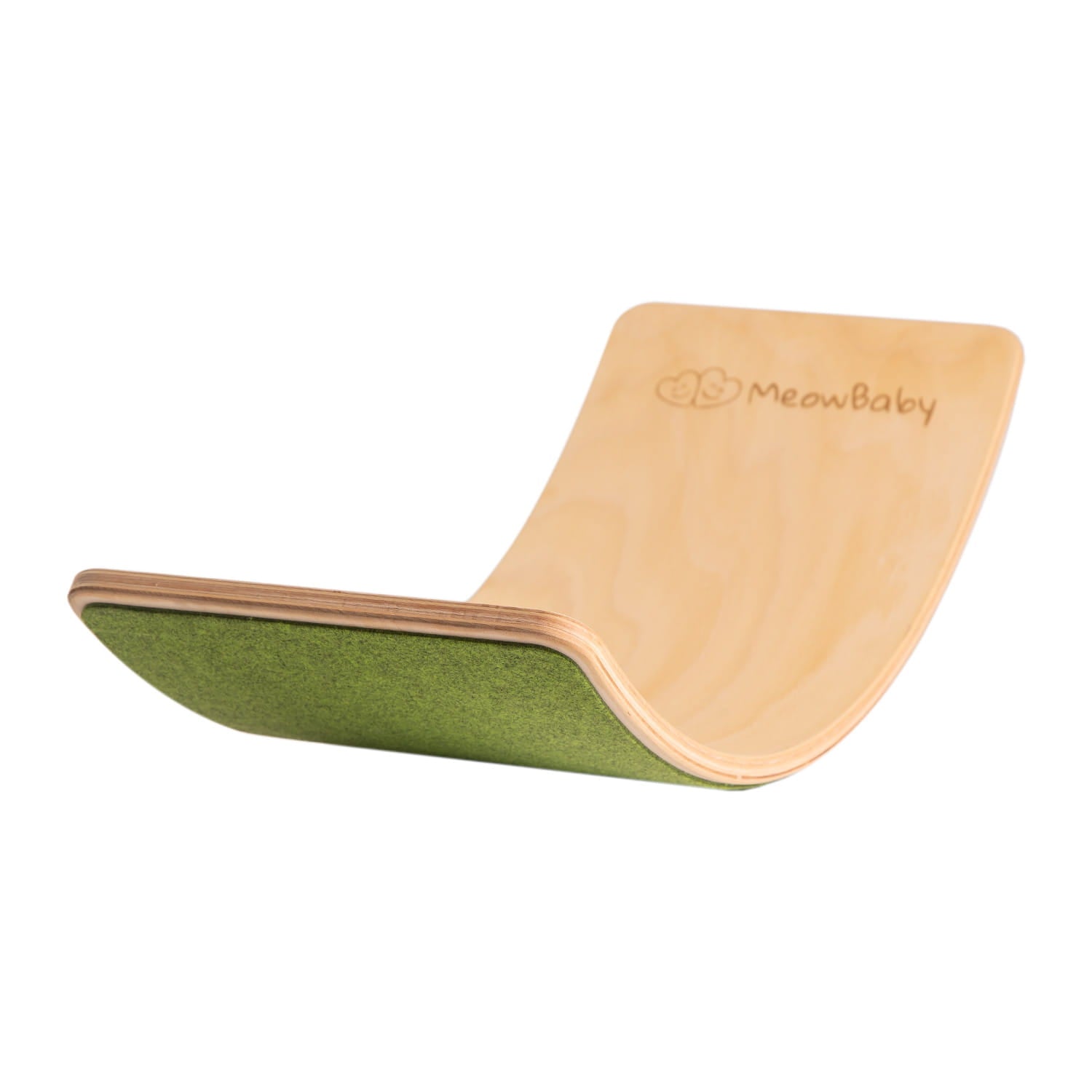 Planche d’équilibre en bois et feutre de couleur vert, jeu de motricité, à petit prix • LOOVE