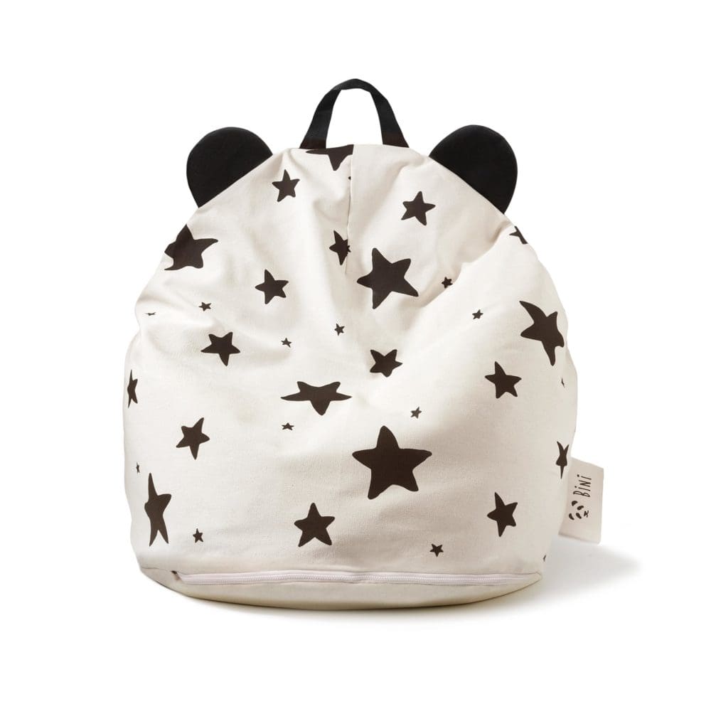 Pouf poire géant 100% coton non blanchi • Fauteuil chambre enfant •  Bini Original avec Etoiles verso • LOOVE