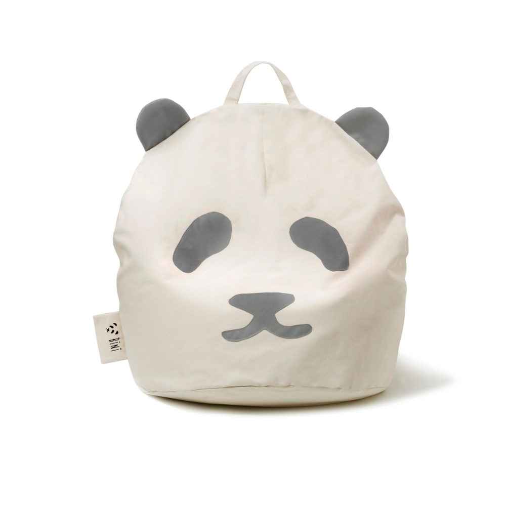 Pouf Panda poire géant 100% coton non blanchi • Fauteuil chambre enfant •  Bini Original gris • LOOVE