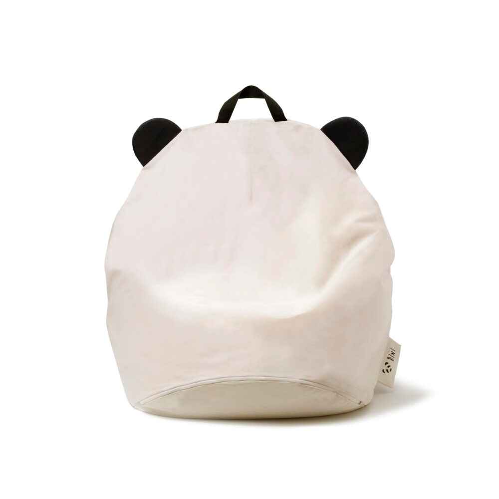 Pouf Panda poire géant 100% coton non blanchi • Fauteuil chambre enfant •  Bini Original noir (verso) • LOOVE