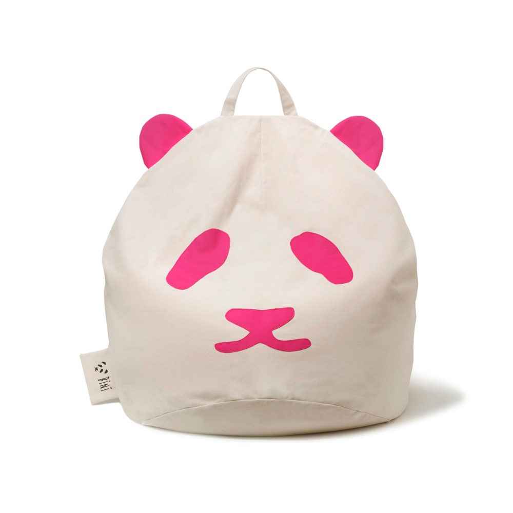 Pouf Panda poire géant 100% coton non blanchi • Fauteuil chambre enfant •  Bini Original rose • LOOVE