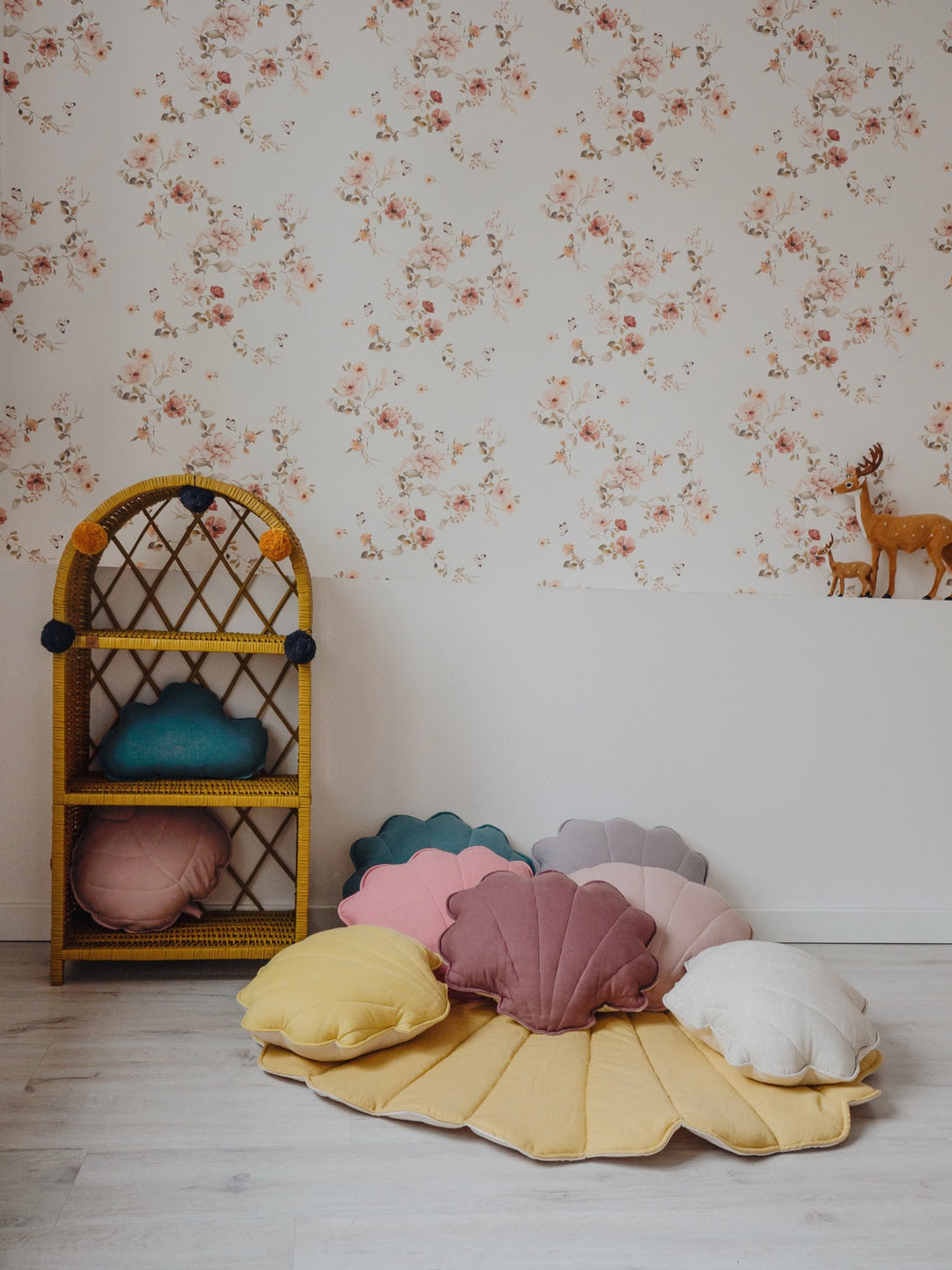 Tapis coquillage en lin ou velour, tapis d'éveil pour bébé • LOOVE