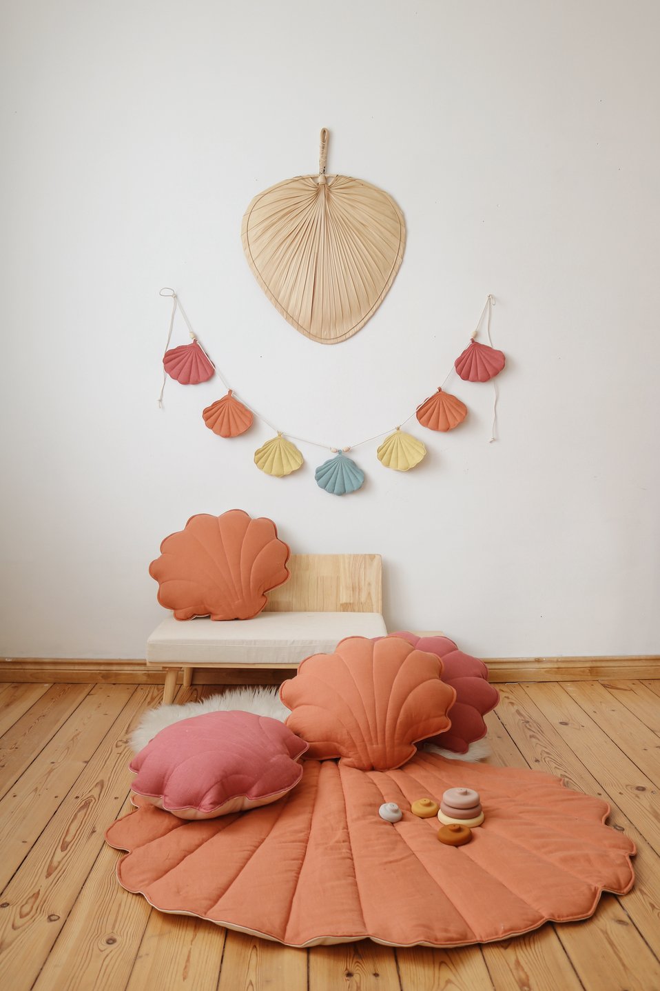 Tapis coquillage en lin ou velour, tapis d'éveil pour bébé • LOOVE