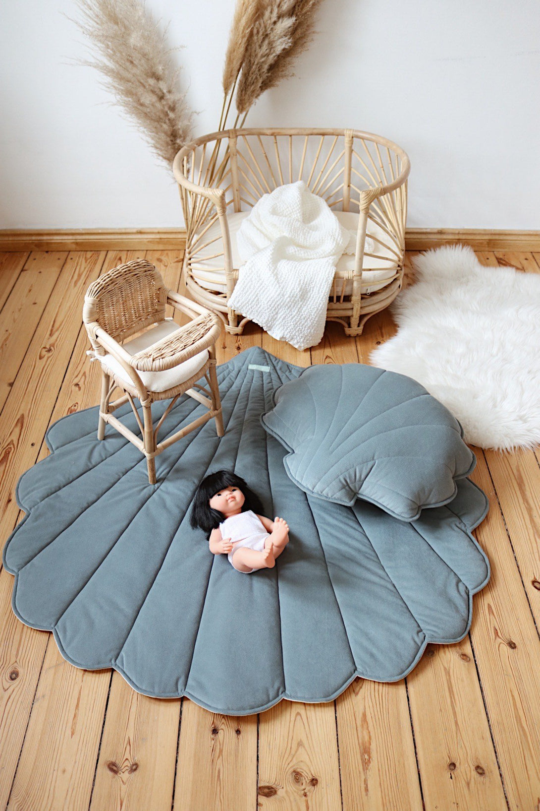 Tapis coquillage en lin ou velour, tapis d'éveil pour bébé • LOOVE