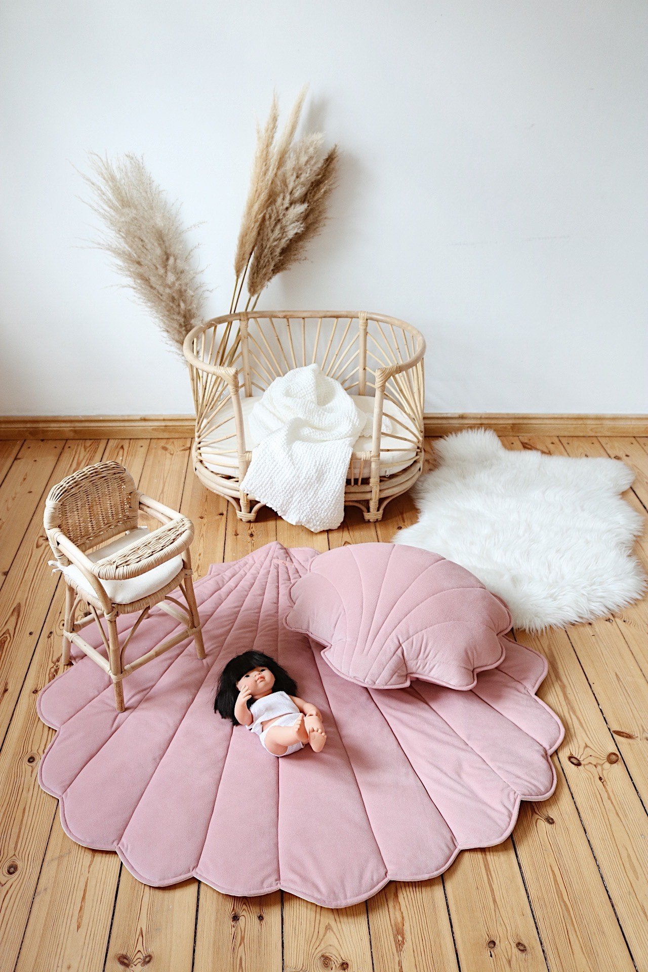 Tapis coquillage en lin ou velour, tapis d'éveil pour bébé • LOOVE