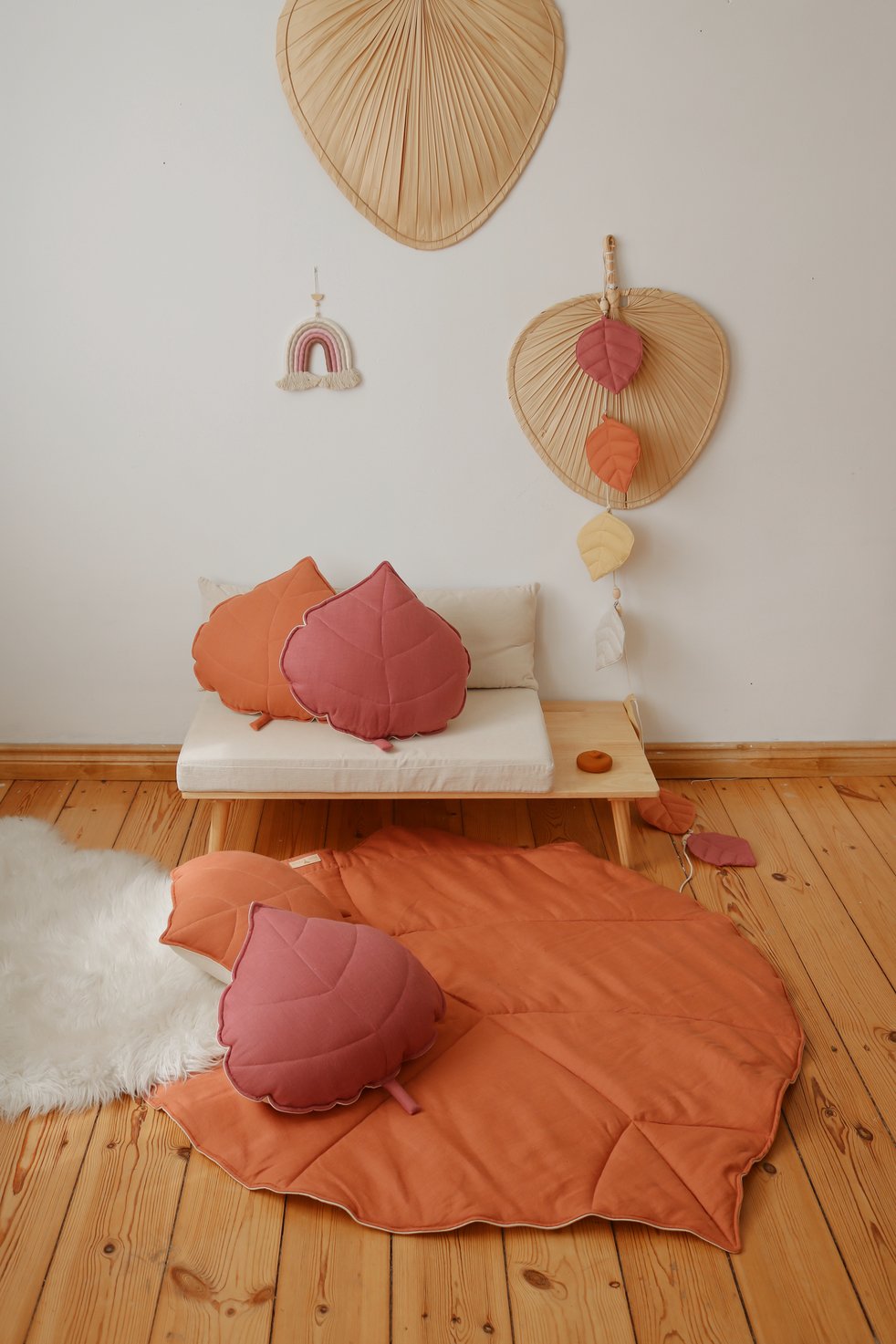 Tapis feuille en lin OEKO-TEX, tapis d'éveil pour bébé • LOOVE