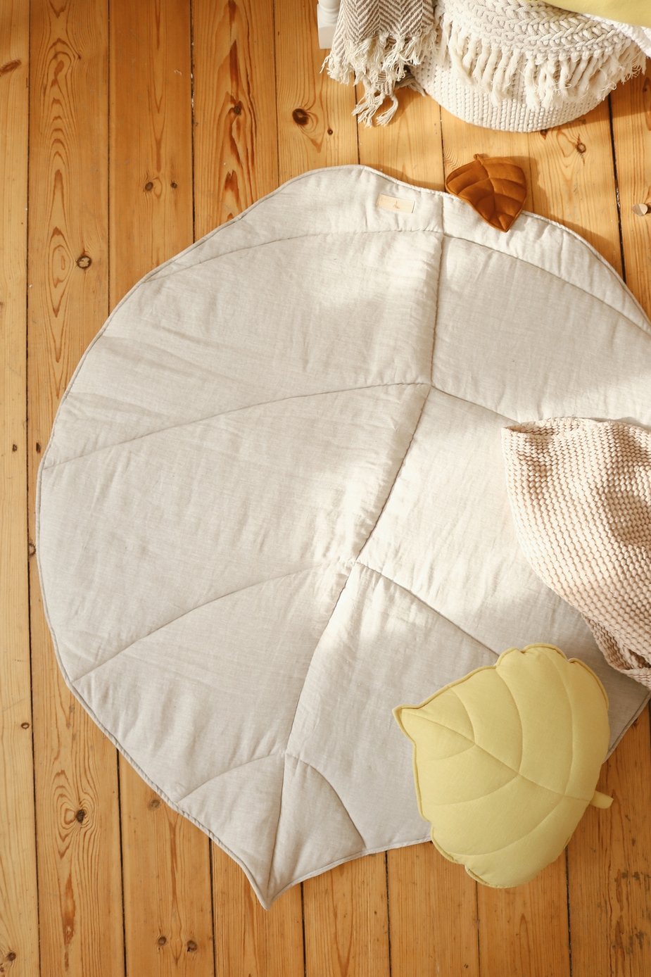 Tapis feuille en lin OEKO-TEX, tapis d'éveil pour bébé • LOOVE