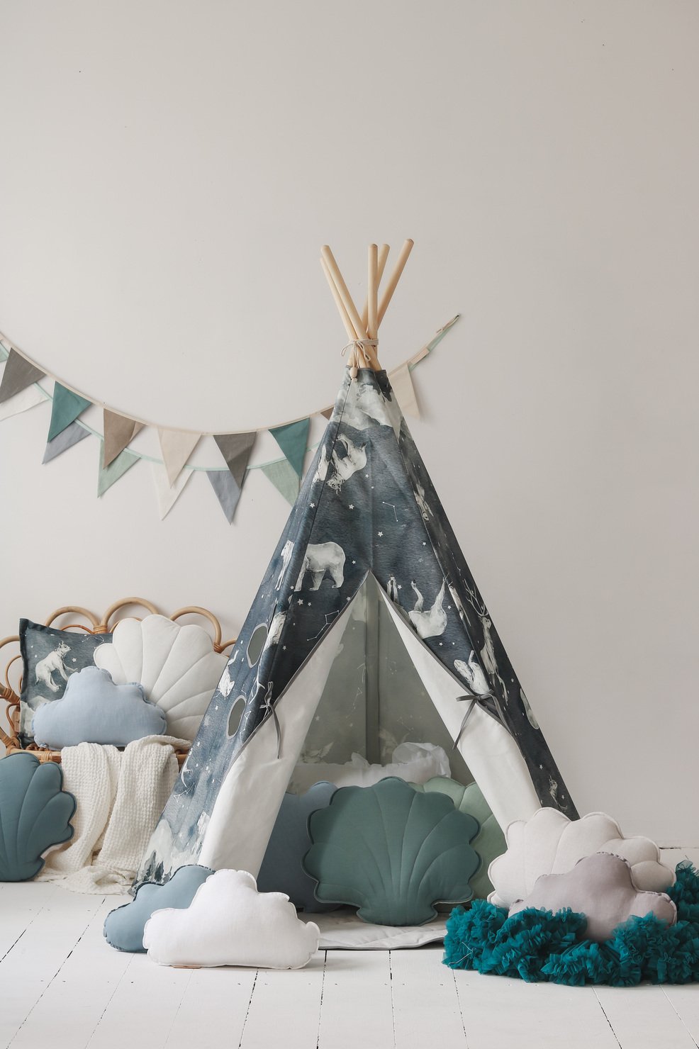 Teepee / Tipi pour enfant, en coton imprimé animaux OEKO-TEX • LOOVE