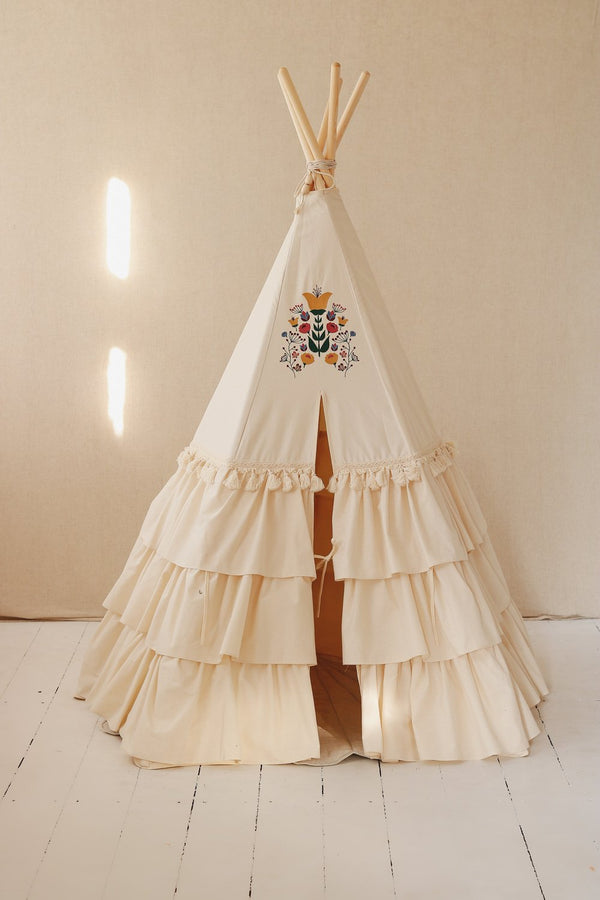 Teepee / Tipi con frange in cotone • Folk