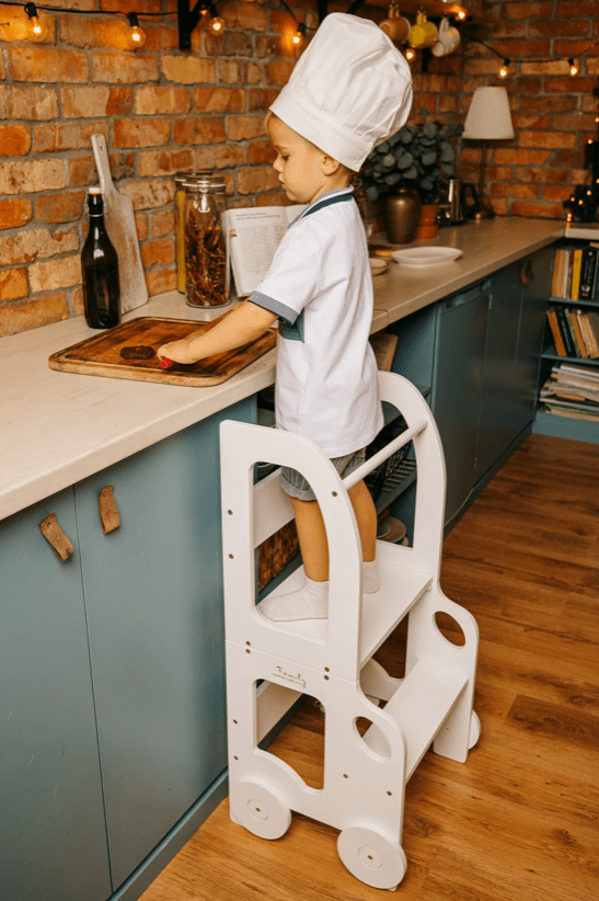 Tour d'apprentissage évolutive en bois pour enfants - Le Mini Chef